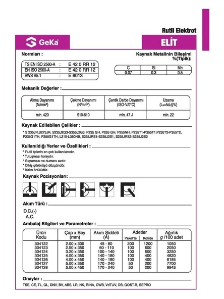 GeKa Elıt E6013 Kaynak Elektrodu 2,5x350 mm - 3