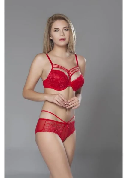 Moonlight 267 Kırmızı Destekli Dantelli Sütyen Takımı ürün görseli 1