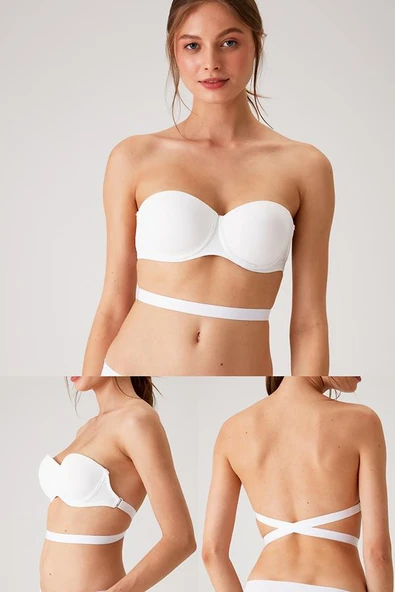 Pierre Cardin 6027 Beyaz Pisa Push Up Straplez Multi Function Mikro Sütyen Askı Hediyeli - Resim 5