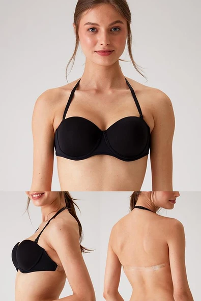Pierre Cardin 6027 Siyah Pisa Push Up Straplez Multi Function Mikro Sütyen Askı Hediyeli ürün görseli 1