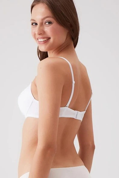 Pierre Cardin 6005 Beyaz Adria Balenli Destekli / Push Up Dolgulu Mikro Sütyen Askı Hediyeli - Resim 2