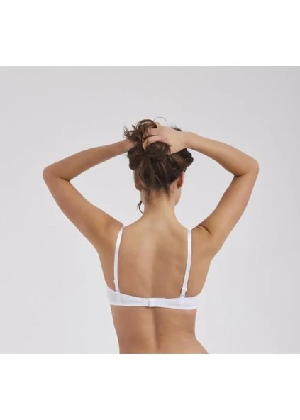 Moonlight 2421 Beyaz Balenli Destekli Soft Kap Straplez Sütyen - Resim 3