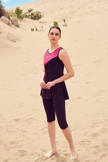 Haşema 3073 Fuşya Anadolu Koleksiyonu A Pile Detaylı Havuz Mayo - Resim 6