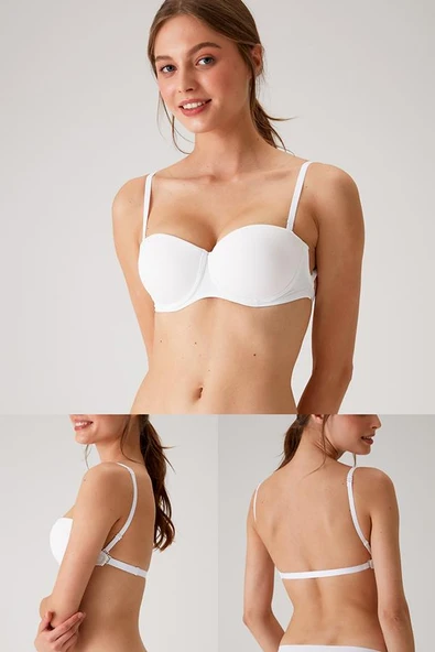 Pierre Cardin 6027 Beyaz Pisa Push Up Straplez Multi Function Mikro Sütyen Askı Hediyeli - Resim 3