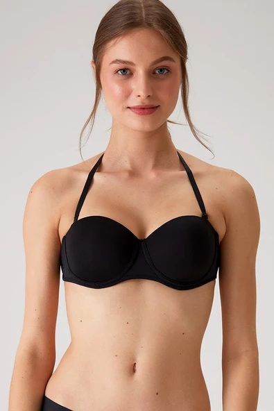 Pierre Cardin 6022 Siyah Siena Balenli Dolgusuz Straplez Multi Function Mikro Sütyen Askı Hediyeli ürün görseli 1