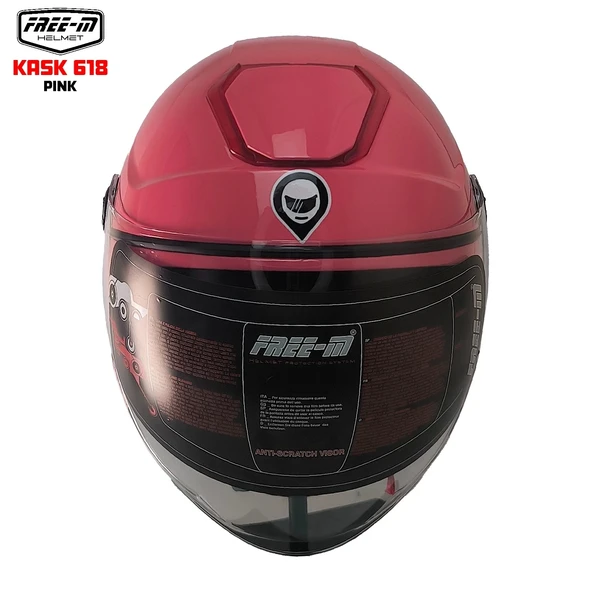 FREE-M 618 YARIM KASK PEMBE(GÜNEŞ VİZÖRLÜ) - Resim 4