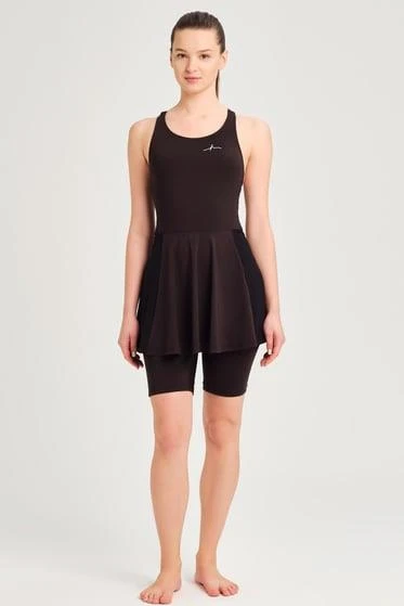 Haşema 2275 Siyah Yüzücü Sırt Etekli Dile Detaylı Tulum - Resim 4