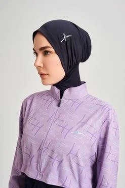 Haşema 2934 Lila Esila Monogram Desenli Tam Tesettür Tek Üst Mayo - 10