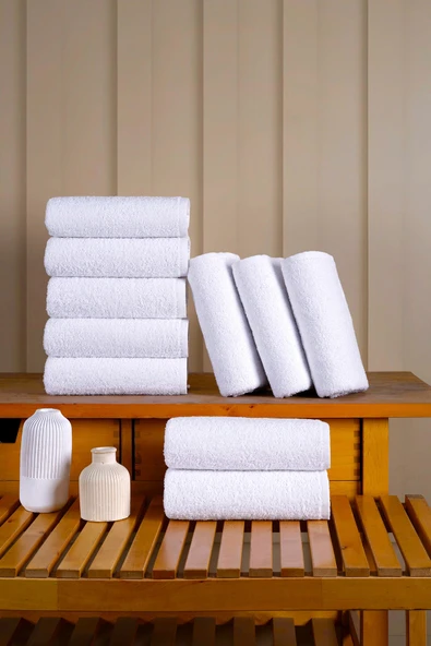 BAMİROSE 50X90 %100 PAMUK 10'LU OTEL HAVLUSU, EL HAVLUSU, YÜZ HAVLUSU, BAŞ HAVLUSU, SPOR HAVLUSU, SPA HAVLU - 1