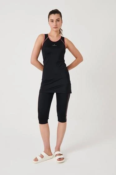 Haşema 2005 Siyah Performans Serisi Petek Doku Detaylı Havuz Mayo Takımı