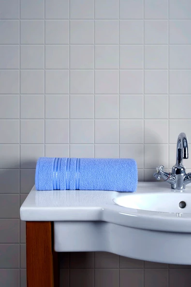 BAMİROSE 70X140 %100 PAMUK MAVİ TEKLİ OTEL HAVLUSU, BANYO HAVLUSU, SPA HAVLU, MAVİ HAVLU - 4