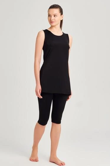 Haşema 6024 Siyah Meliha Askılı Kadın Havuz Mayosu - Resim 3