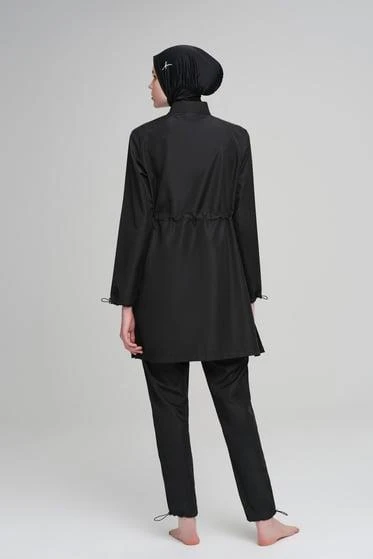 Haşema 6026 Siyah Dokuma 5 Parça Tesettür Mayo Takımı - Resim 3