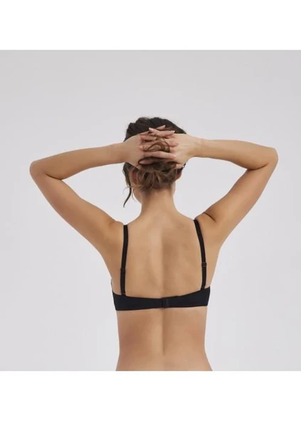Moonlight 2905 Siyah Balenli Desteksiz Soft Kap Straplez Sütyen - Resim 3
