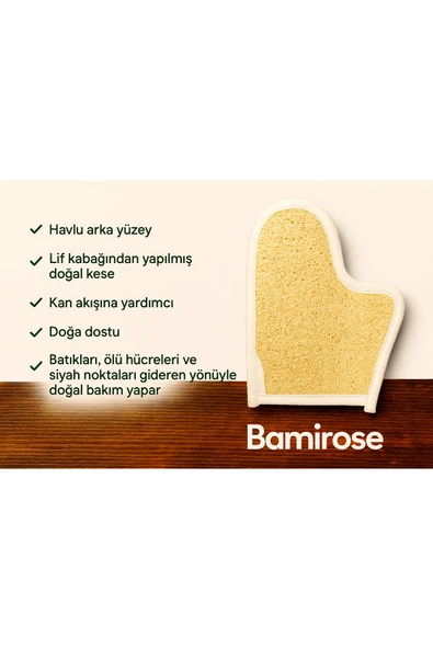 BAMİROSE %100 ORGANİK DOĞAL KABAK EL GEÇME LİF, PEELİNG LİFİ, ANTİ SELÜLİT LİFİ, BANYO HAMAM LİF, - 2