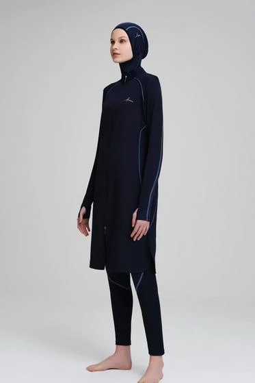 Haşema 2002 Lacivert Performans Serisi Petek Doku Detaylı Havuz Mayo Takımı ürün görseli 1