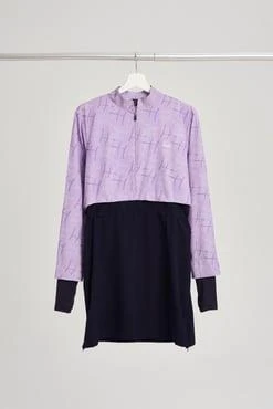 Haşema 2934 Lila Esila Monogram Desenli Tam Tesettür Tek Üst Mayo - 9