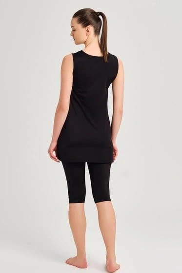 Haşema 6024 Siyah Meliha Askılı Kadın Havuz Mayosu - Resim 4