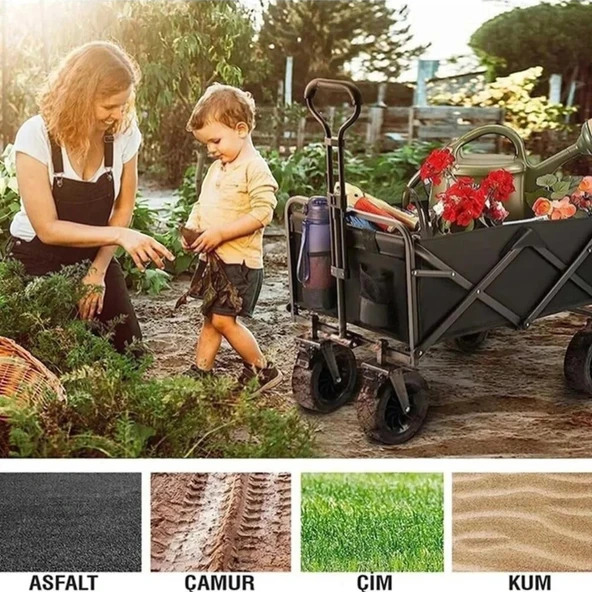 Madfox Voyager Katlanır Çok Amaçlı Yük Taşıma - Plaj ve Kamp Arabası Vagon - Resim 7