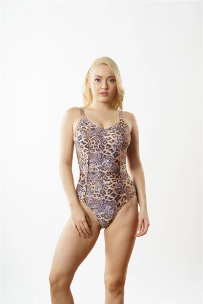 Louren NM2955  V YAKA KUPLU MAYO LEOPAR ürün görseli 1