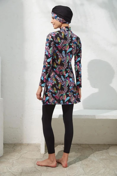 Pierre Cardin 221908 Uzunkol Desenli Tam Tesettür Mayo DESENLI - Resim 2