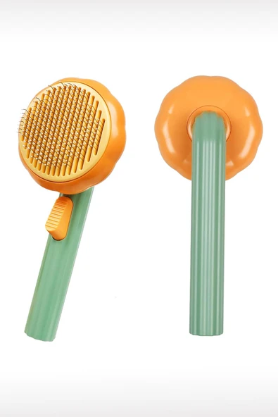 Balkabağı Tasarımlı Otomatik Temizlenen Tuşlu Evcil Hayvan Fırçası Kedi Köpek Tüy Toplayıcı Tarak - 2