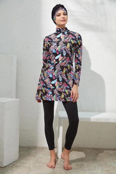 Pierre Cardin 221908 Uzunkol Desenli Tam Tesettür Mayo DESENLI ürün görseli