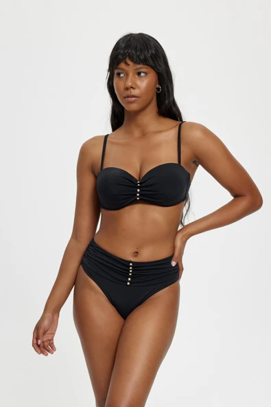 B11090 Straplez Boş Kaplı Boncuklu Bk Tk Siyah ürün görseli