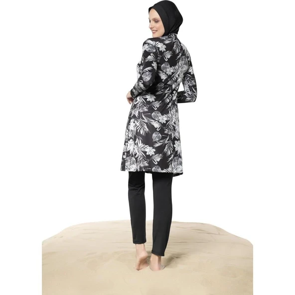 Ruko Maio 22150 Siyah Renk Kadın Büyük Beden Likralı Tesettür Mayo - Resim 3