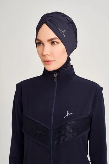 Haşema İmzalı  Büzgülü Deniz Bonesi Lacivert ürün görseli 1