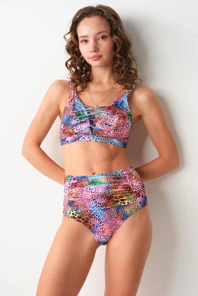 No Gossip 239106 Kadın Leopar Dolores Toparlayıcı Bikini Üst - Resim 3