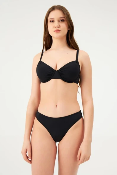Eros Balenli Toparlayıcı Tek Üst Bikini 827 Siyah - Resim 4