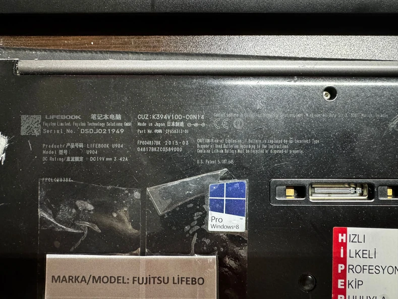 FUJİTSU LİFEBOOK U904 DOKUNMATİK EKRAN 14 İNÇ İNTEL CORE İ7 4600U 10 GB RAM 128 GB SSD İNTEL HD EKRAN KARTI BATARYA İYİ (YENİLENMİŞ ÜRÜN) - 6