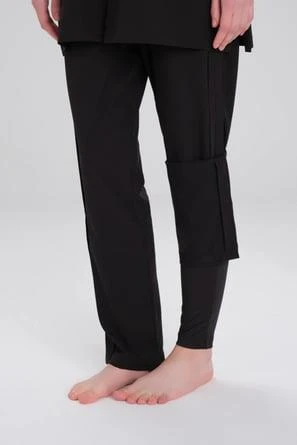 Haşema Bel Kemer Detaylı Siyah Dokuma 5 Parça Tesettür Mayo Takımı Siyah ürün görseli 1