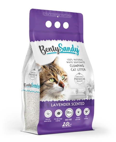BentySandy Lavanta Kokulu Kalın Taneli Kedi Kumu 10L ürün görseli