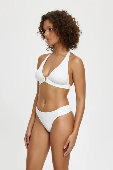 B11004 Uzun Üçgen Bikini Tk Beyaz - Resim 2