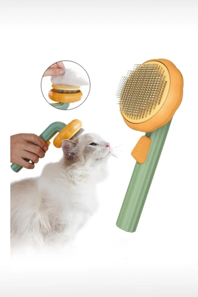 Balkabağı Tasarımlı Otomatik Temizlenen Tuşlu Evcil Hayvan Fırçası Kedi Köpek Tüy Toplayıcı Tarak