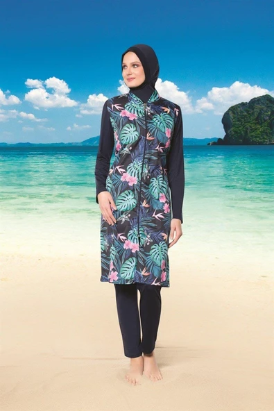 Ruko Maio 22145 Renkli Kadın Desenli Tesettür Mayo ürün görseli