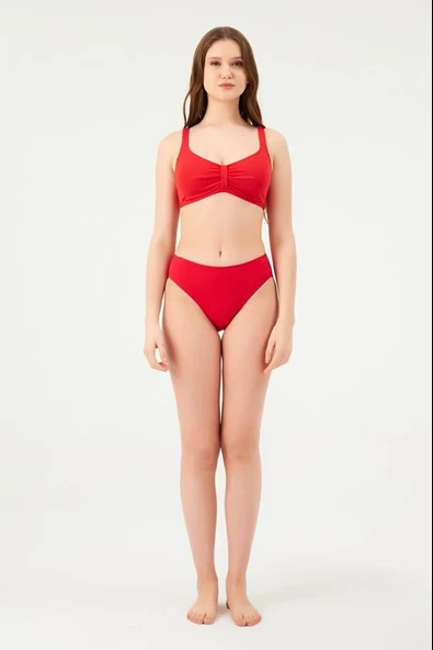Eros 6 CM Kalın Kenar Tek Alt Bikini 813 KIRMIZI - Resim 2