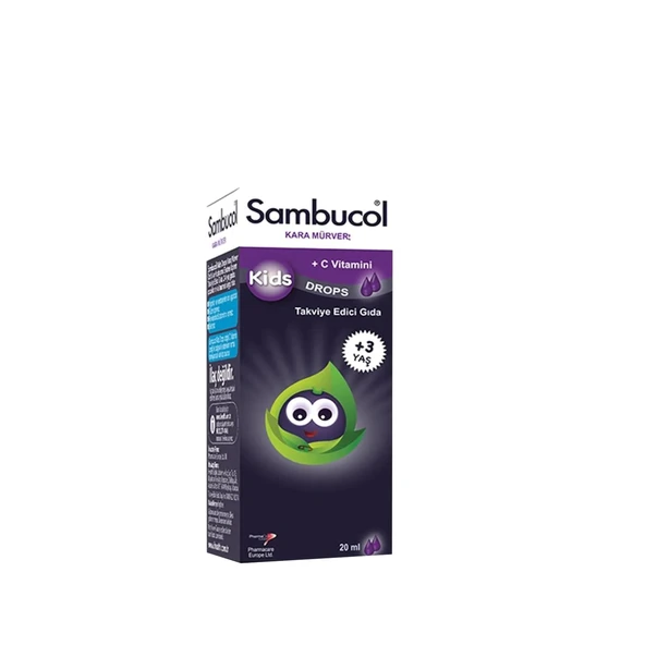 Sambucol Kids Drops Kara Mürver ve Kuşburnu İçeren Takviye Edici Gıda Damlası 20 ml - 1