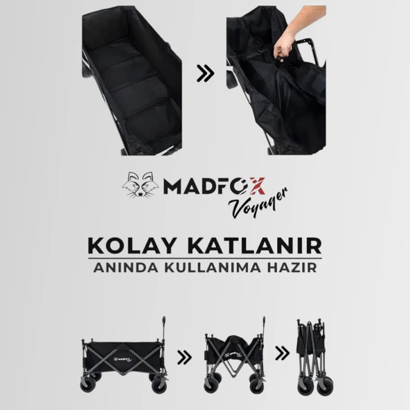 Madfox Voyager Katlanır Çok Amaçlı Yük Taşıma - Plaj ve Kamp Arabası Vagon - Resim 5