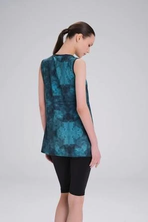 Haşema 4086 Desenli Siyah Mavi 3 Parça Askılı Yarı Kapalı Havuz Mayosu SİYAH - Resim 4