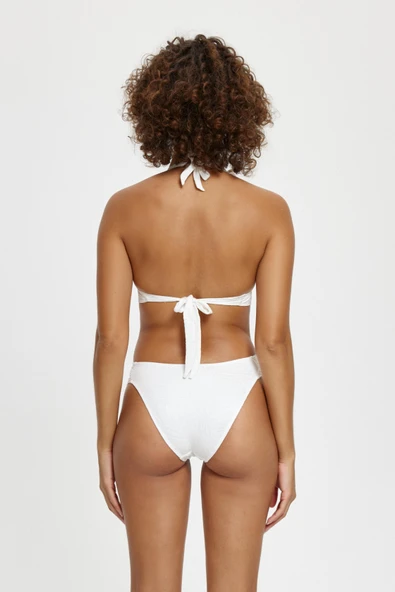 B11004 Uzun Üçgen Bikini Tk Beyaz - Resim 3