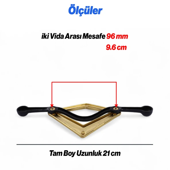 Altın Renk Gold Metal Çekmece Dolap Kulpu 96 mm | Lüx Mobilya Kapak Kolu Ergonomik ve Şık Tasarım - Resim 2