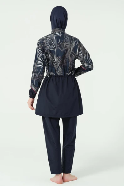 Kıl biye Süslemeli Tesettür Mayo Lacivert - Resim 5