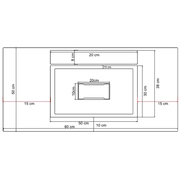 Real Stone Flatstone 80x50 Beyaz Etajerli Granit Banyo Lavabosu - 3