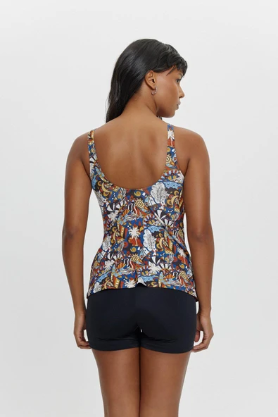 T14004 Şortlu V Yaka Tankini İndigo - Resim 2