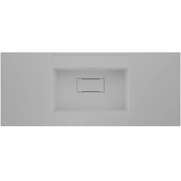 Real Stone Flatstone 80x50 Beyaz Etajerli Granit Banyo Lavabosu