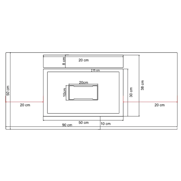 Real Stone Flatstone 90x50 Antrasit Etajerli Granit Banyo Lavabosu - 2