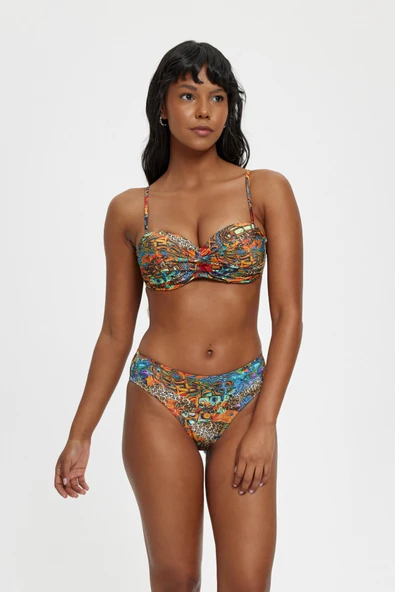 B11019 BOŞ KAPLI STRAPLEZ BİKİNİ TAKIMI ORANJ ürün görseli 1